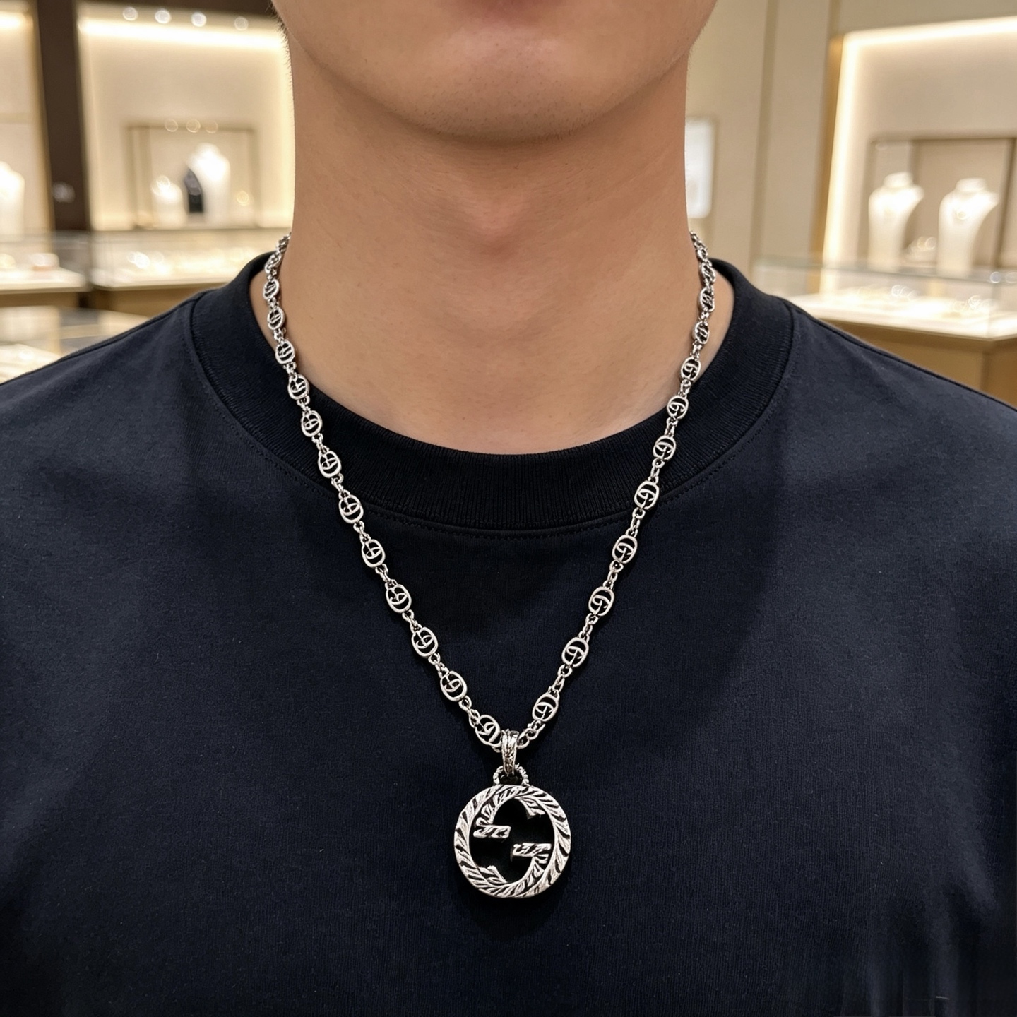 グッチ ダブルG ヴィンテージ シルバー チェーンネックレス 詳細画像 3