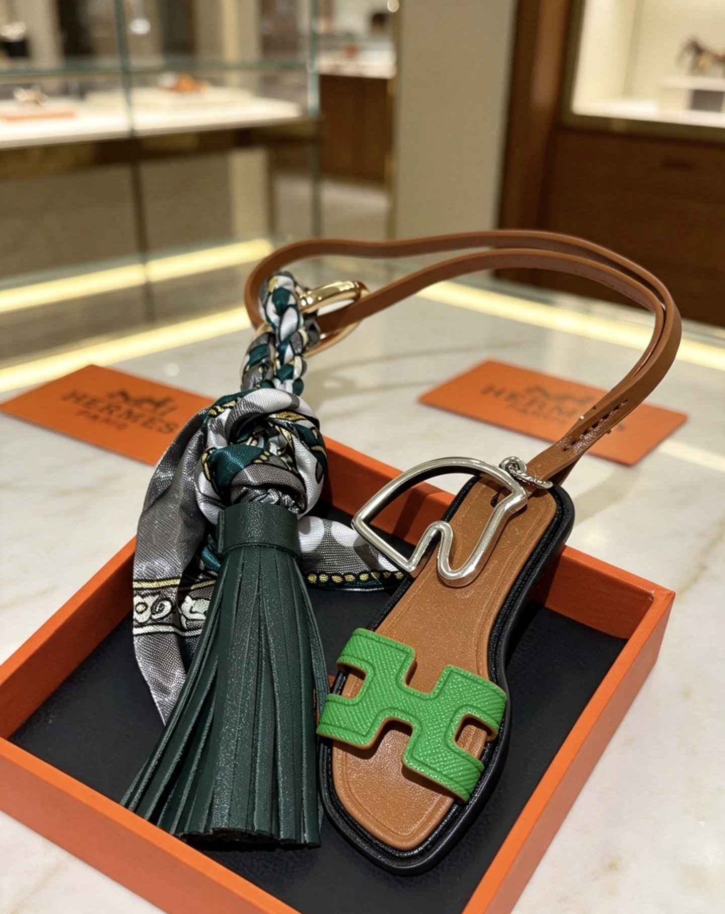 エルメス キーチェーン バッグチャーム グリーン 詳細画像 2