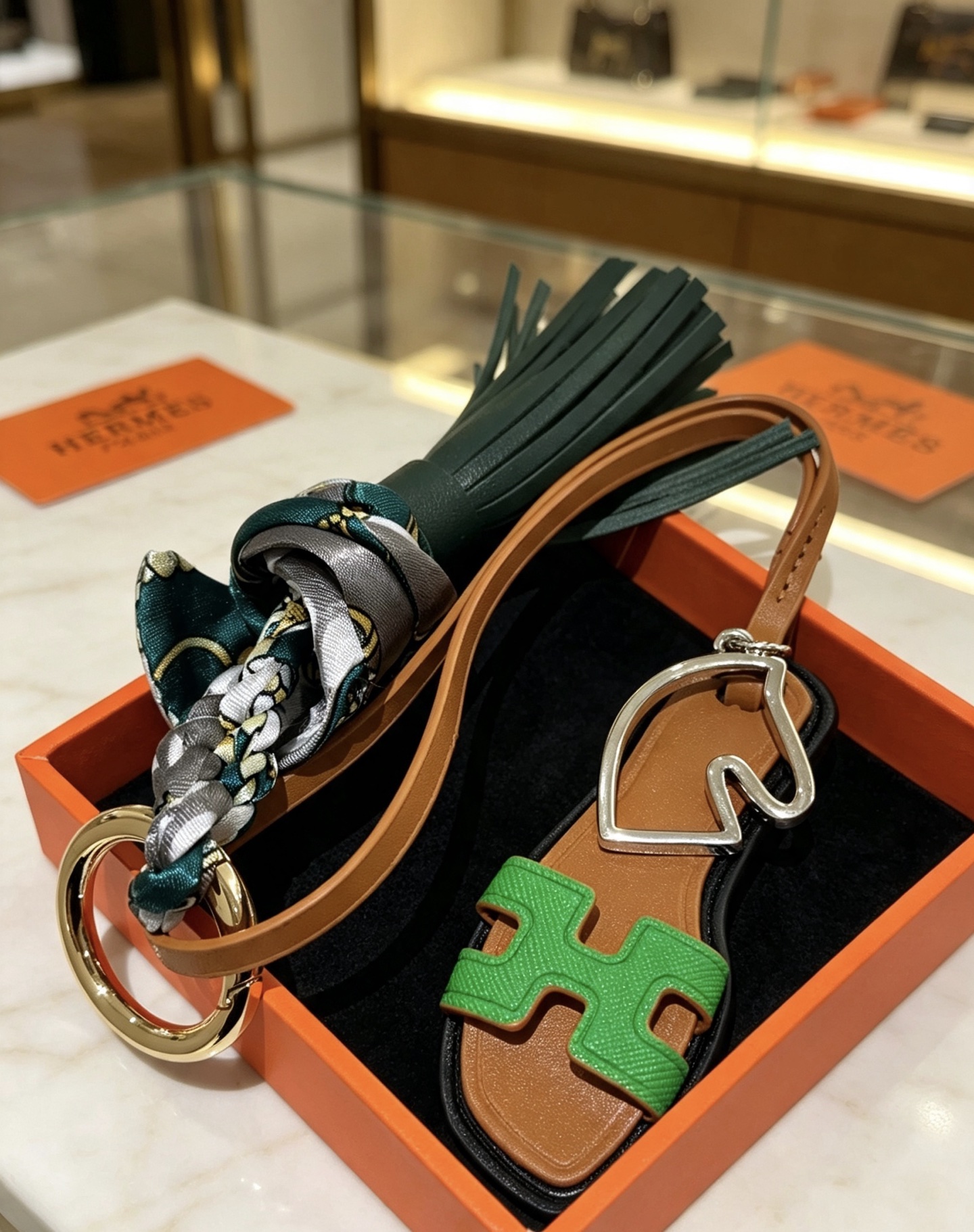 エルメス キーチェーン バッグチャーム グリーン 詳細画像 3