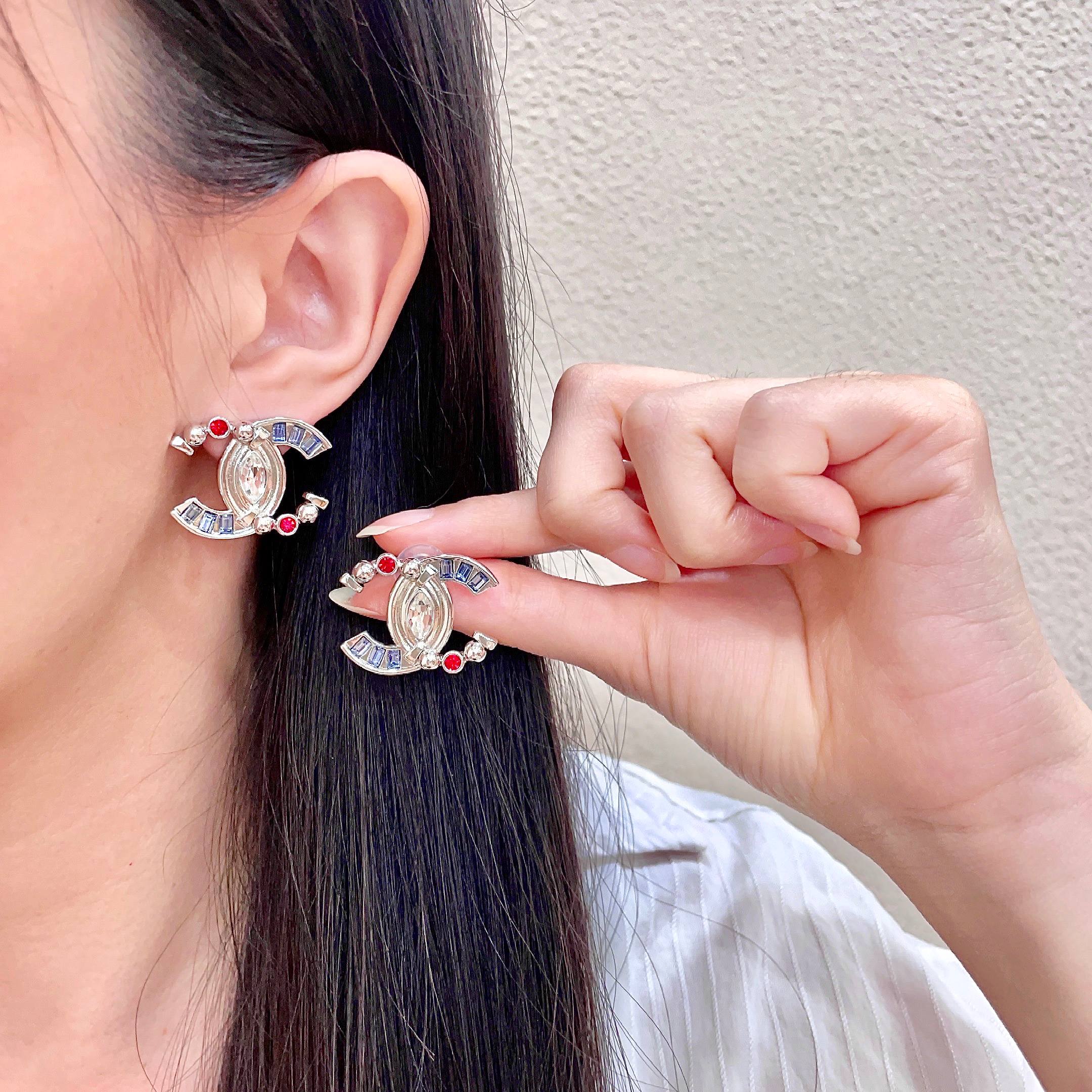 シャネル ココマーク ピアス シルバー ブルー レッド 詳細画像 1