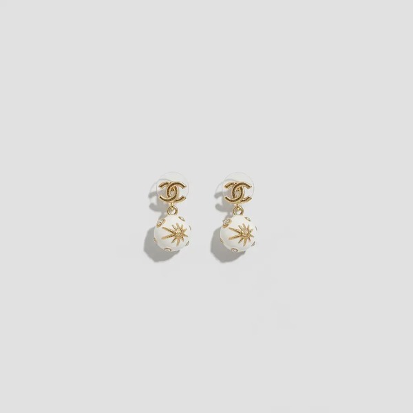 シャネル ココマーク ボール ドロップピアス ホワイト ゴールド