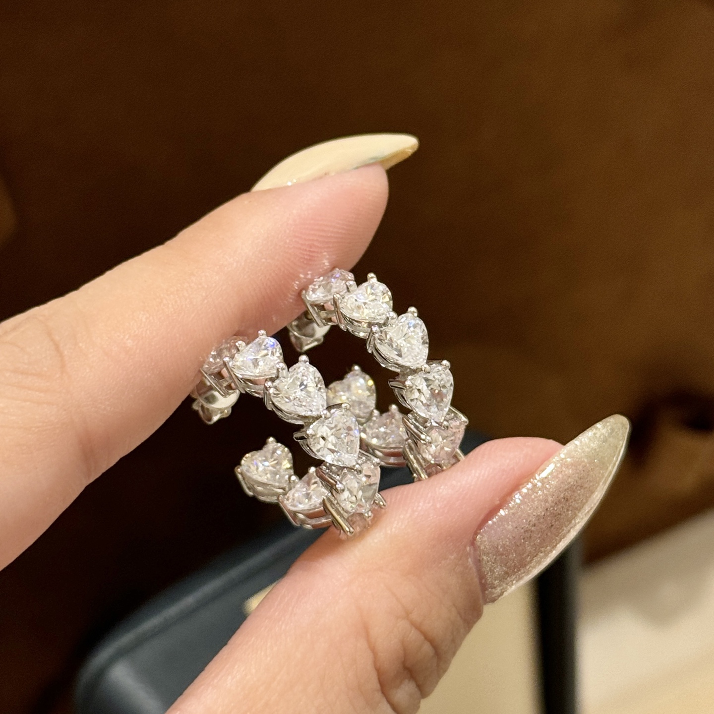 ハート パヴェクリスタル フープピアス ゴールド A6233 詳細画像 3
