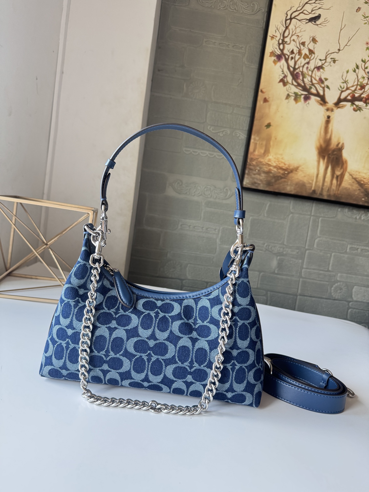 コーチ Juliet デニム クレセント ショルダーバッグ デニムブルー 詳細画像 3