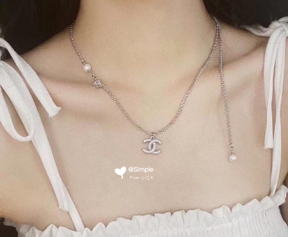 スワロフスキー ダブルC クリスタル パールペンダント ネックレス ブレスレット シルバー 詳細画像 3