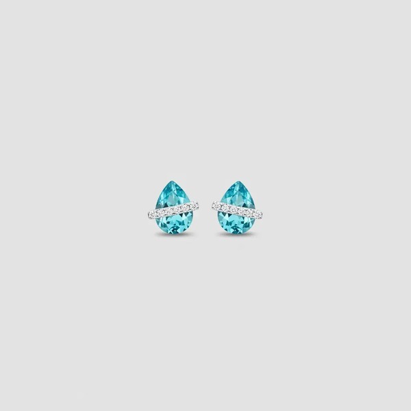 マーキスカット アクアマリン シングルライン 925シルバー スタッドピアス A7875