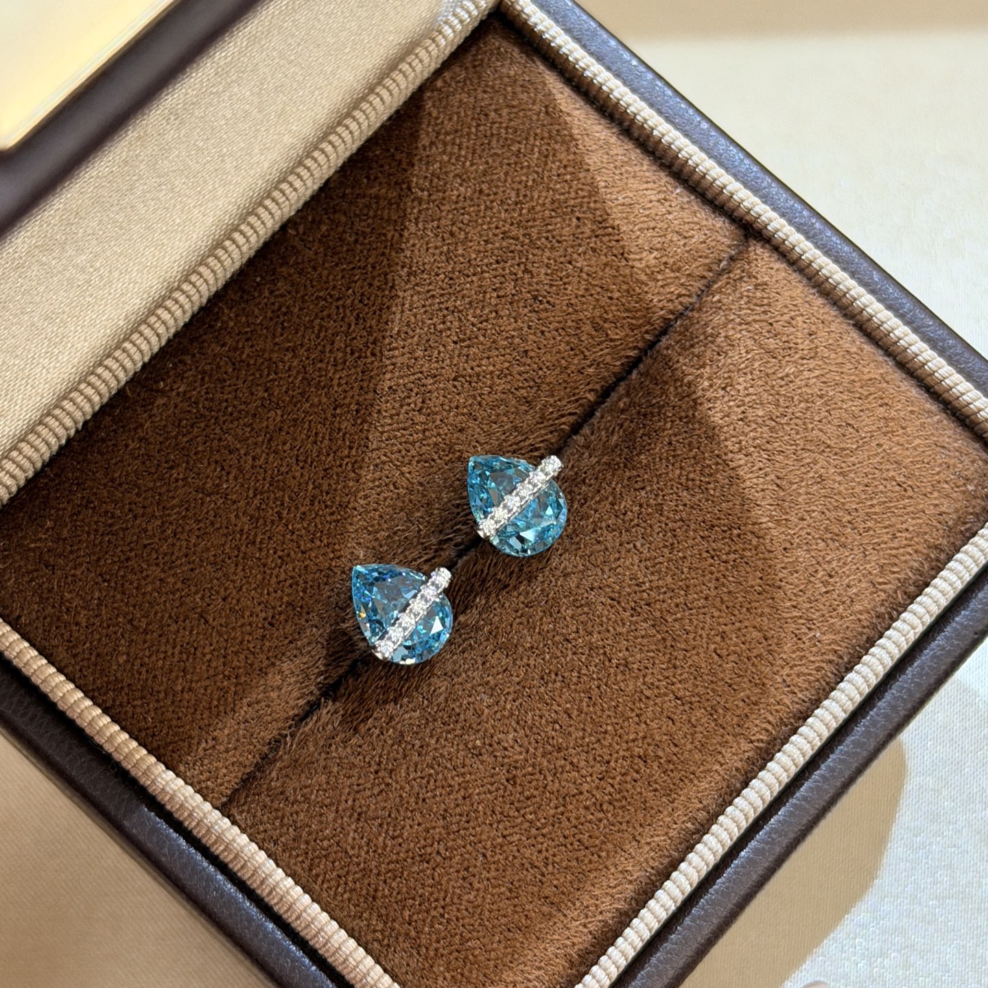 マーキスカット アクアマリン シングルライン 925シルバー スタッドピアス A7875 詳細画像 1