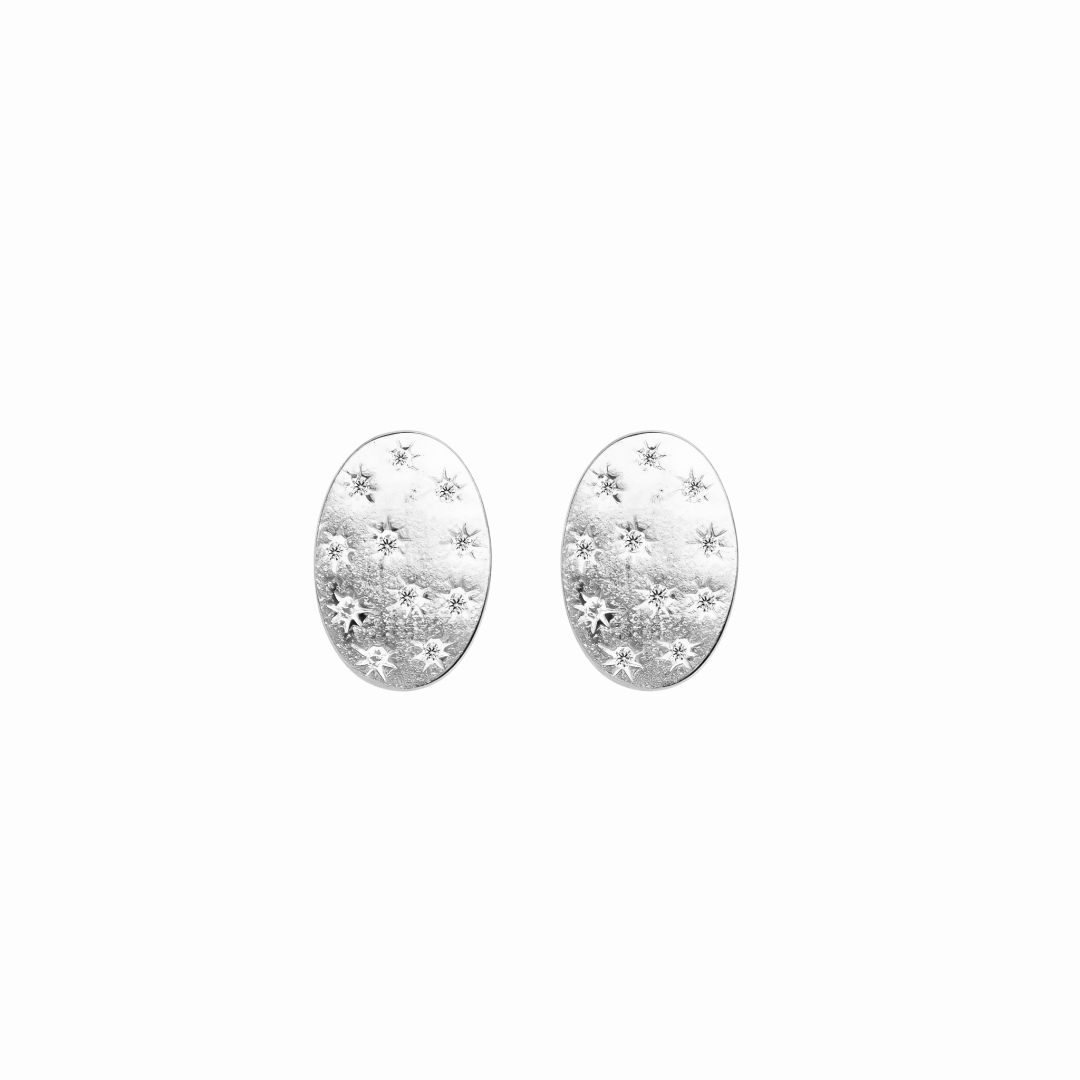 スター ダイヤ ブラッシュ加工 スターリングシルバー ピアス プラチナ A6618 詳細画像 2