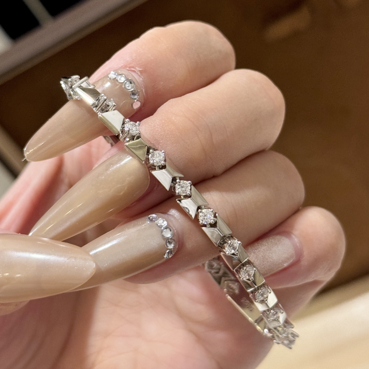 ジオメトリック ダイヤモンド スターリングシルバー ブレスレット A6789 詳細画像 1