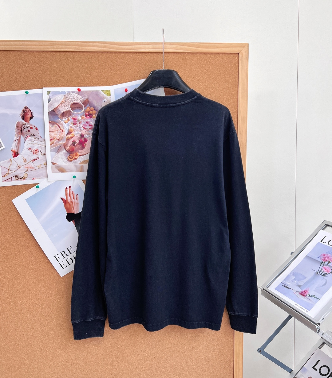 アレキサンダー ワン ウォッシュド ヴィンテージ ロゴ 長袖Tシャツ チャコールグレー ホワイト E670240 詳細画像 2