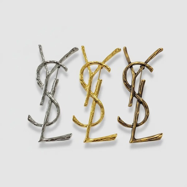 サンローラン YSL ヴィンテージ ブランチ テクスチャー ブローチ