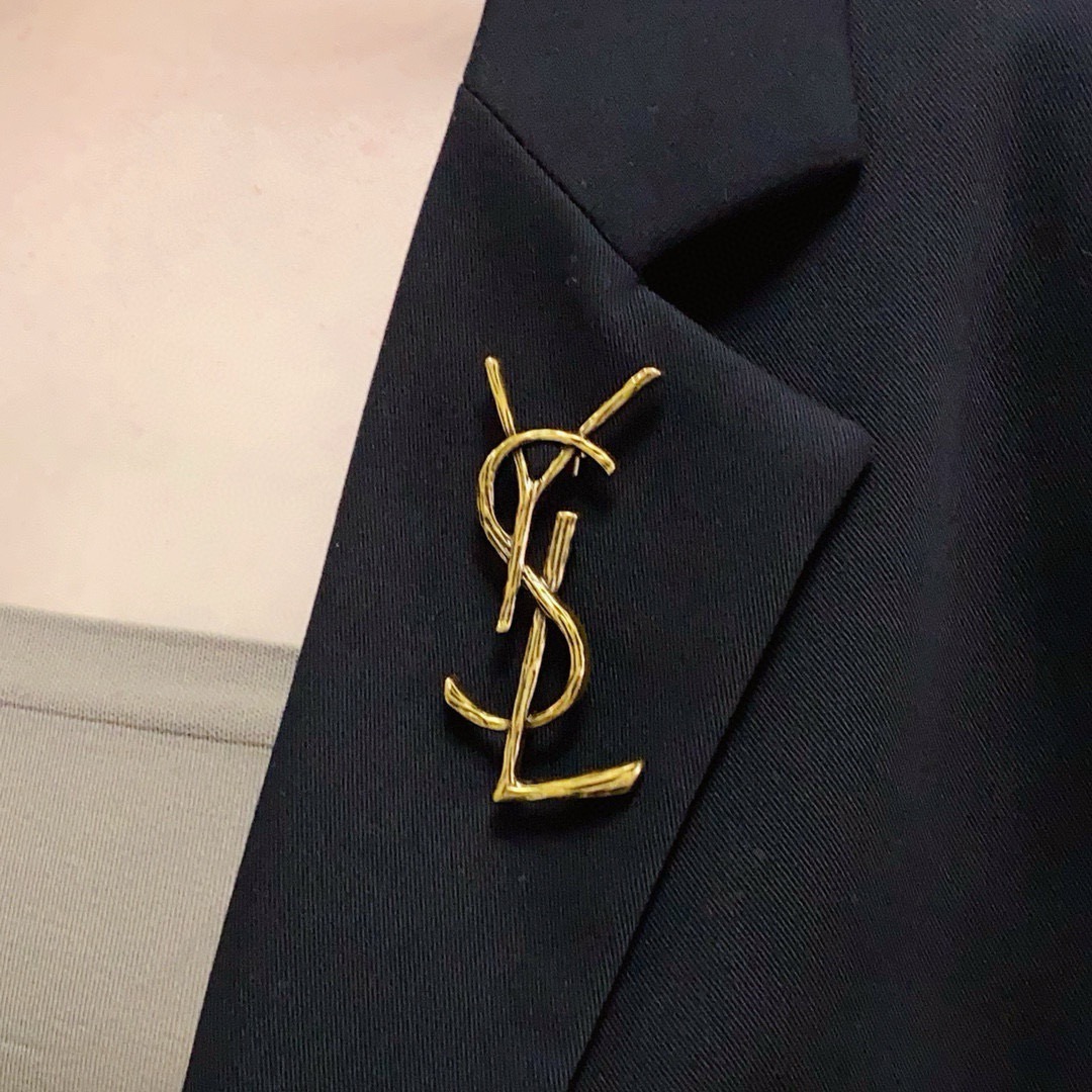 サンローラン YSL ヴィンテージ ブランチ テクスチャー ブローチ 詳細画像 3