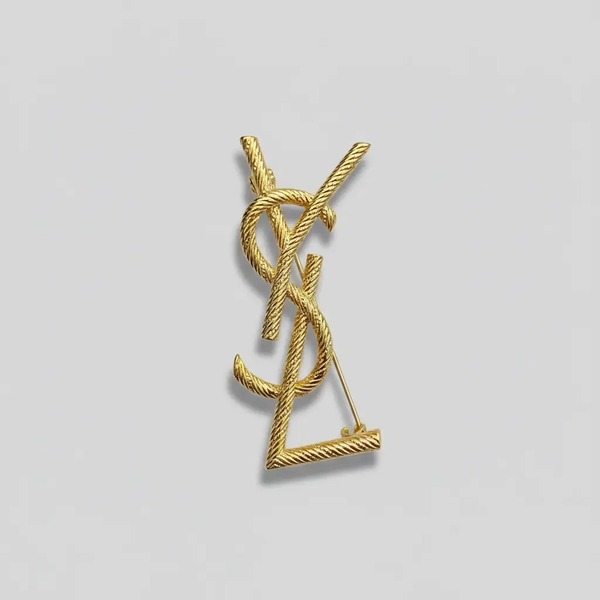サンローラン YSL モノグラム スモールブローチ ゴールド