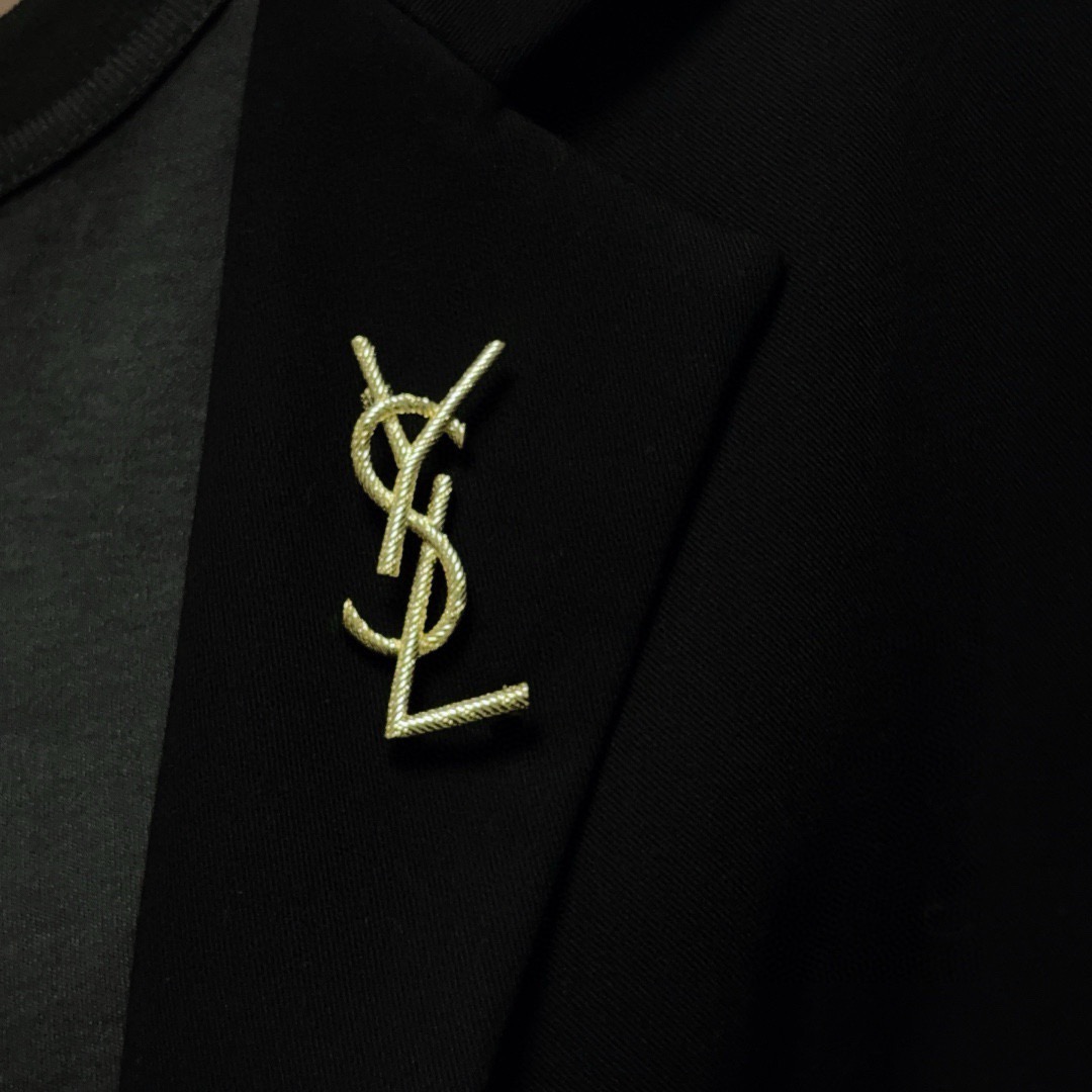 サンローラン YSL モノグラム スモールブローチ ゴールド 詳細画像 3