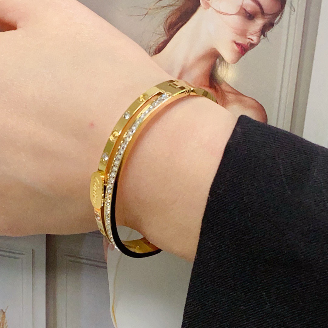 カルティエ ハーフダイヤ ブレスレット ナローデザイン 18K 詳細画像 1