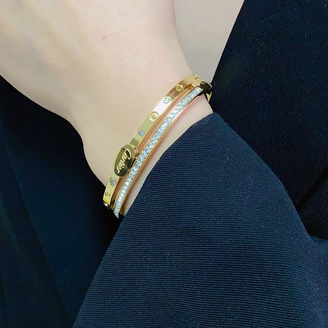 カルティエ ハーフダイヤ ブレスレット ナローデザイン 18K 詳細画像 2