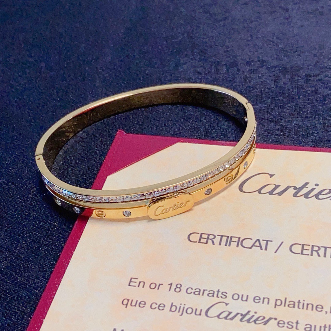 カルティエ ハーフダイヤ ブレスレット ナローデザイン 18K 詳細画像 3