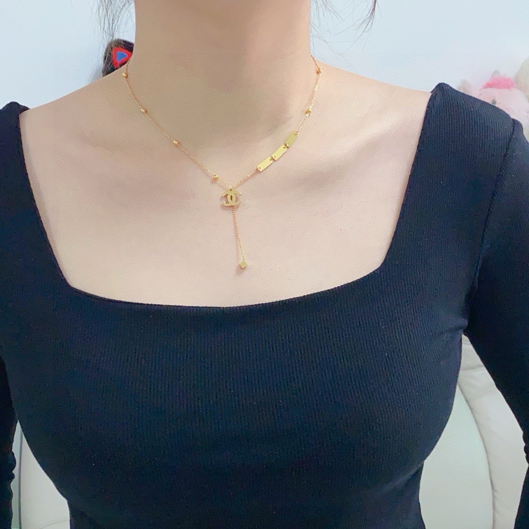 シャネル ダブルC 厚みチェーン ネックレス ゴールド 詳細画像 2