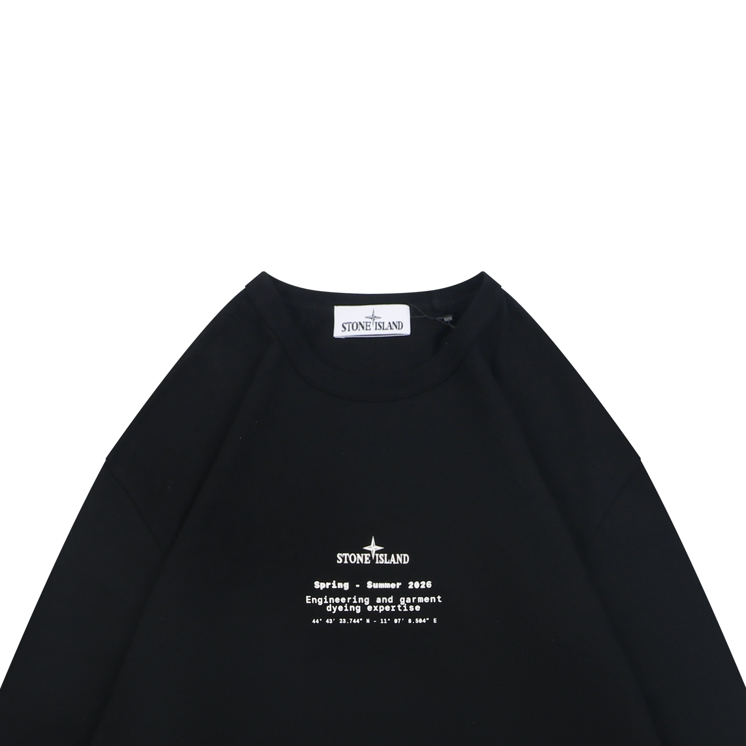 ストーンアイランド ディストレスト ロゴプリント 長袖Tシャツ ブラック 詳細画像 3