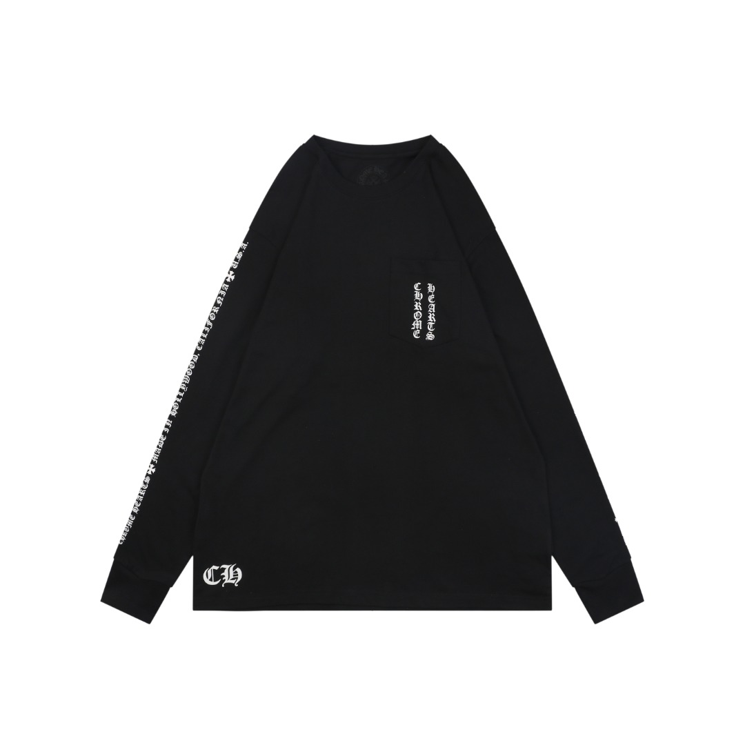 クロムハーツ フローラルクロスプリント ロングスリーブTシャツ ブラック 詳細画像 1