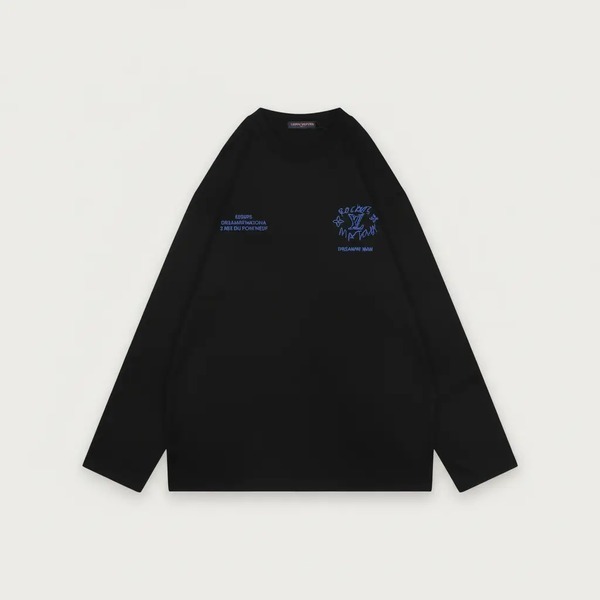ルイヴィトン ドリームスローガン プリント ロングTシャツ ブラック