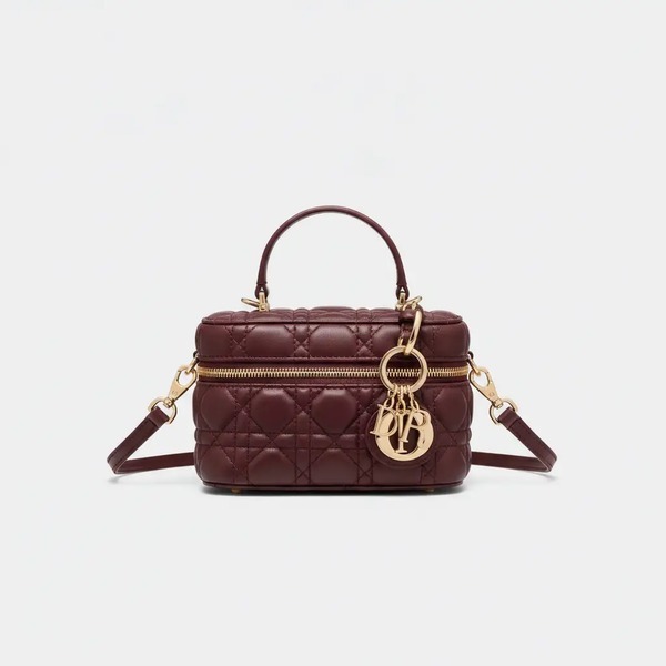ディオール 30 Montaigne ミニ バニティ ラムスキン コスメバッグ ワインレッド