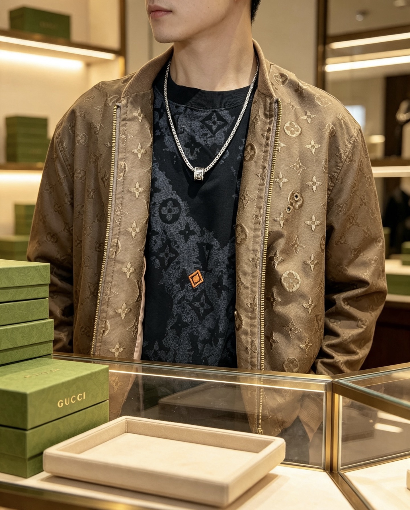 グッチ アンガーフォレスト ダブルG エイジド加工 編みチェーン ネックレス エイジドシルバー 詳細画像 3