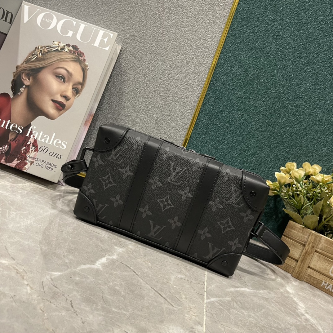 プラダ Soft Trunk Wallet クロスボディバッグ チャコールグレー ブラックトリム 詳細画像 3