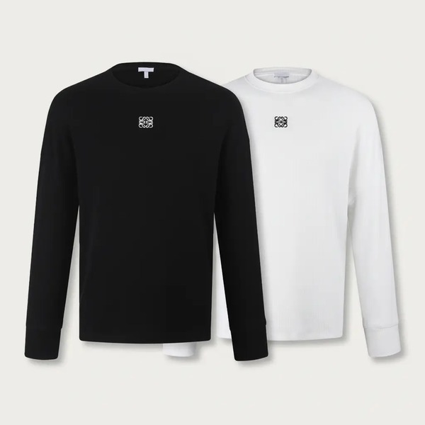 ロエベ 刺繍ロゴ ロングスリーブTシャツ ブラック ホワイト