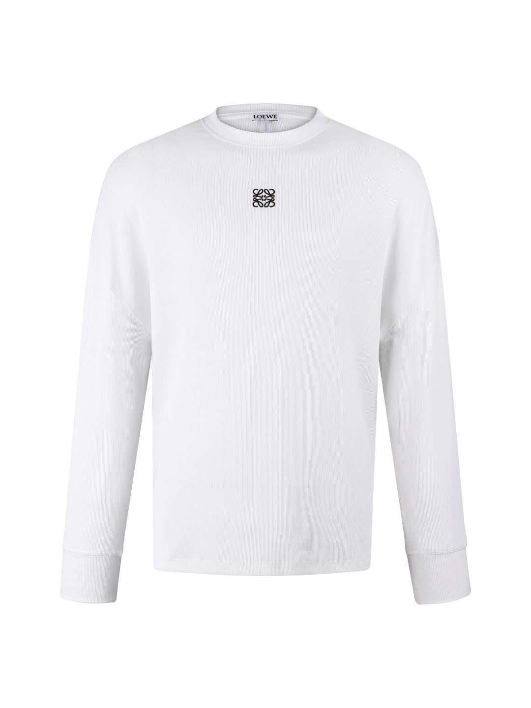 ロエベ 刺繍ロゴ ロングスリーブTシャツ ブラック ホワイト 詳細画像 1