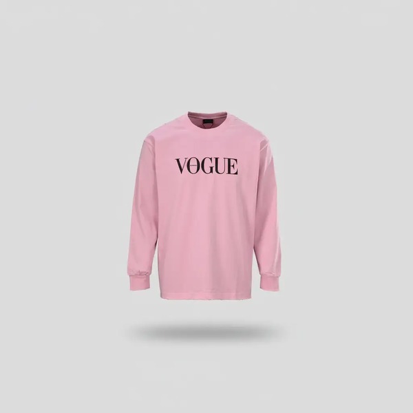 バレンシアガ x Vogue ダメージ加工 ロングスリーブTシャツ ピンク