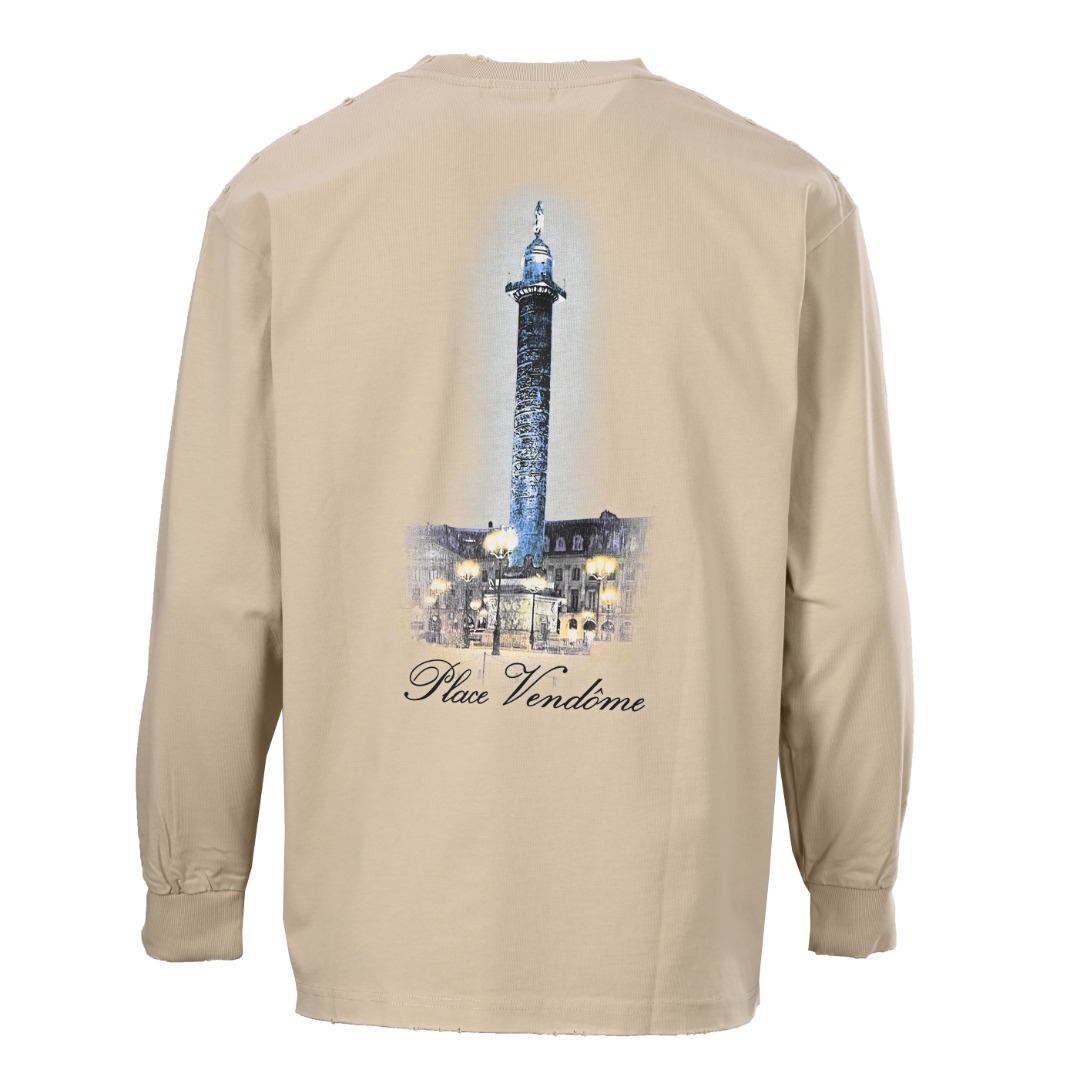 バレンシアガ Vogue ダメージ加工 ロングスリーブTシャツ ライトブラウン 詳細画像 3