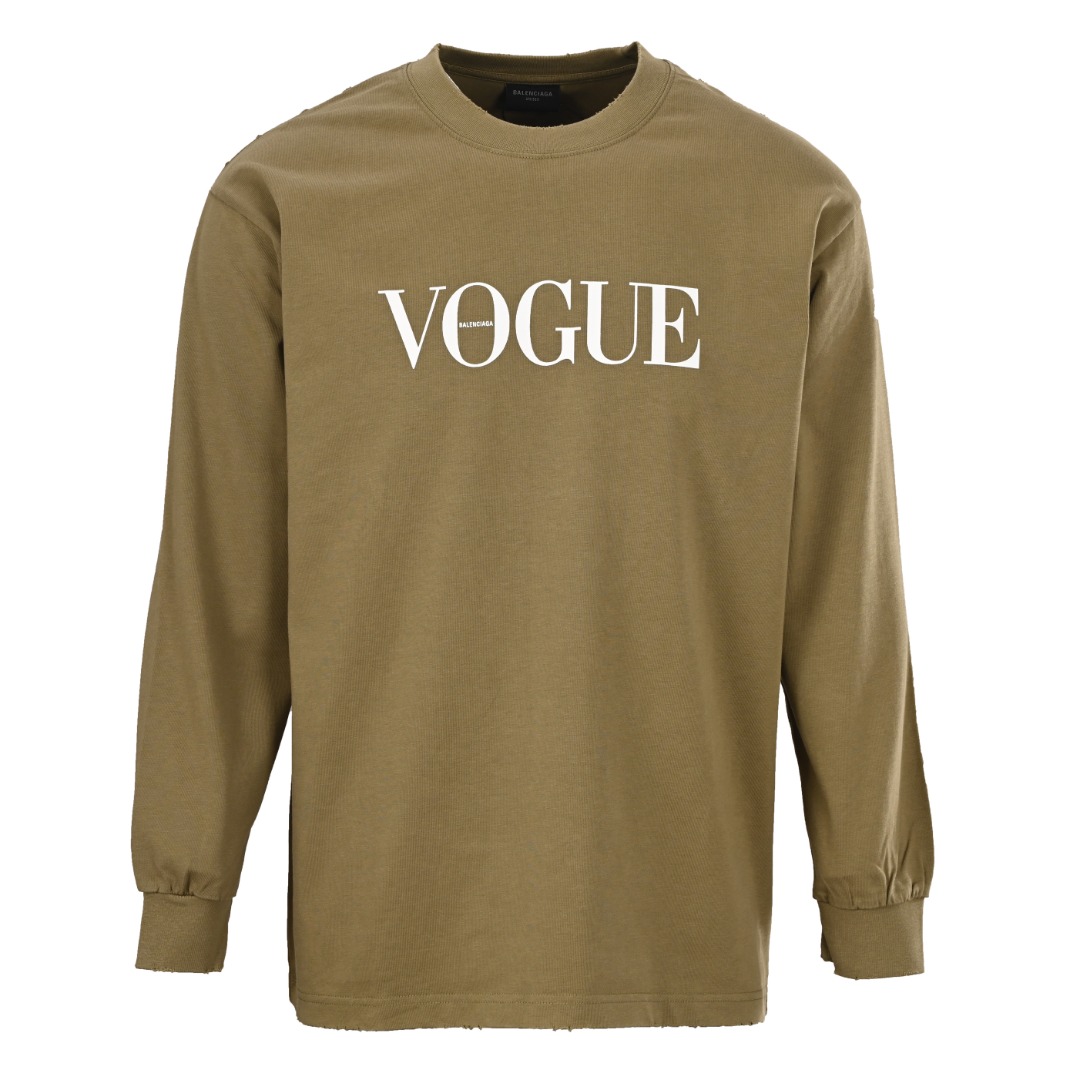 バレンシアガ Vogue コラボ バックライトハウス ダメージ加工 ロングスリーブTシャツ ライトブラウン 詳細画像 1