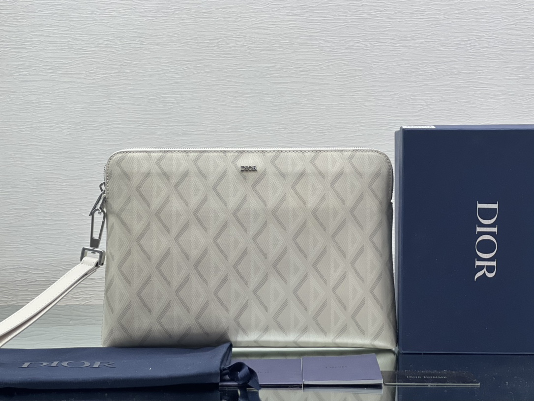 ディオール CD Diamond キャンバス A5 クラッチバッグ 取り外しレザーストラップ付き 詳細画像 1