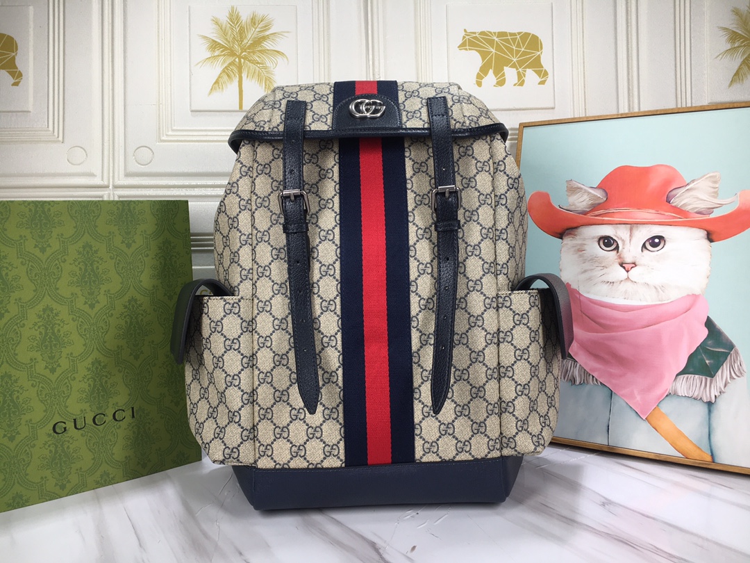 グッチ GG Supreme Ophidia バックパック ベージュ ネイビー 詳細画像 1