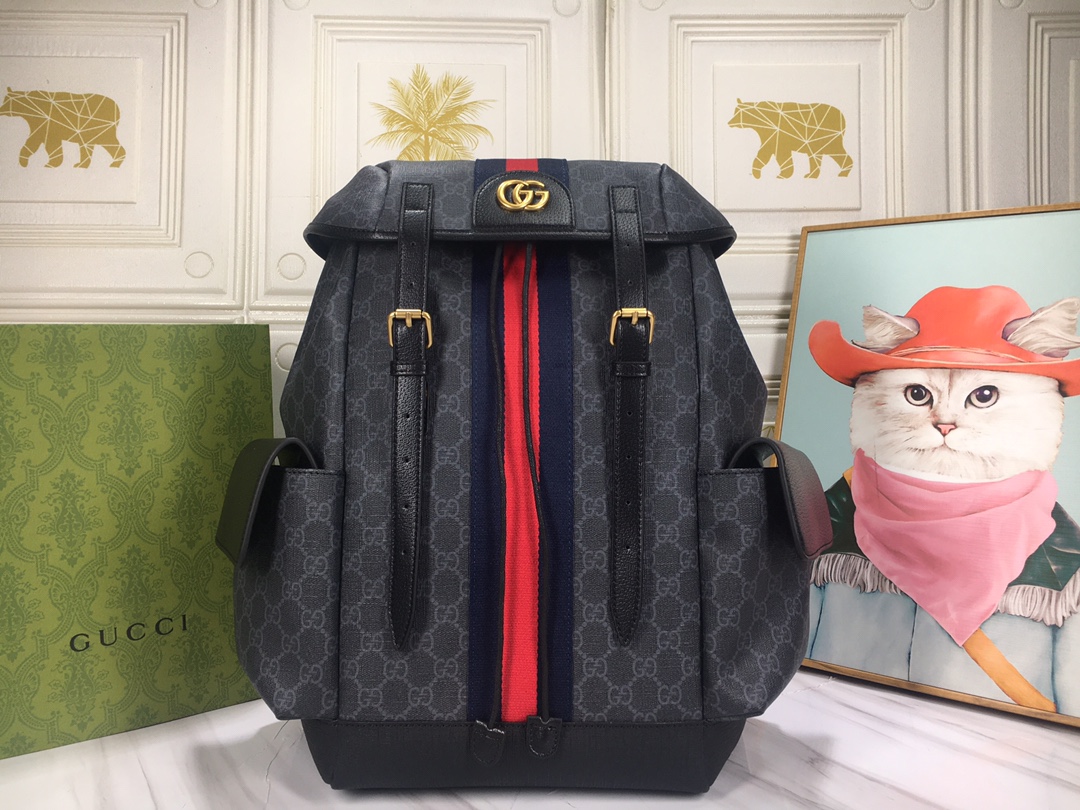 グッチ GG Supreme Ophidia バックパック ブラック グレー 詳細画像 1
