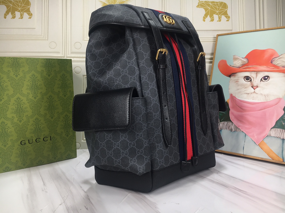 グッチ GG Supreme Ophidia バックパック ブラック グレー 詳細画像 2