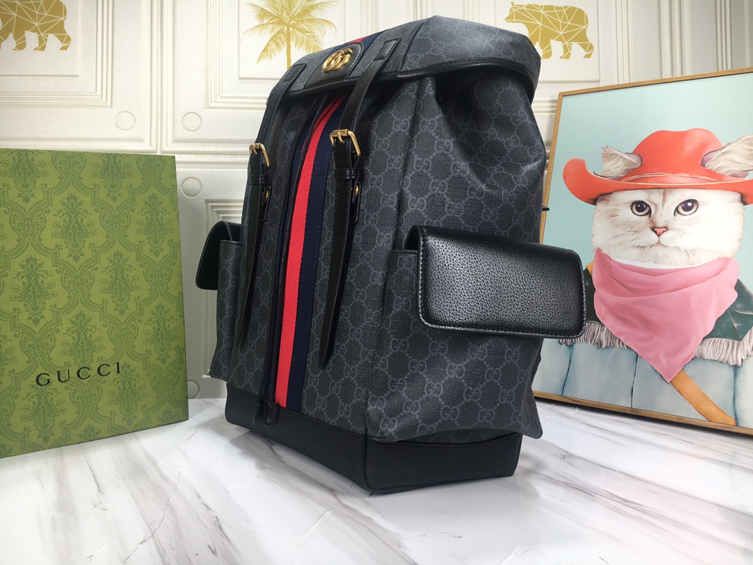 グッチ GG Supreme Ophidia バックパック ブラック グレー 詳細画像 3