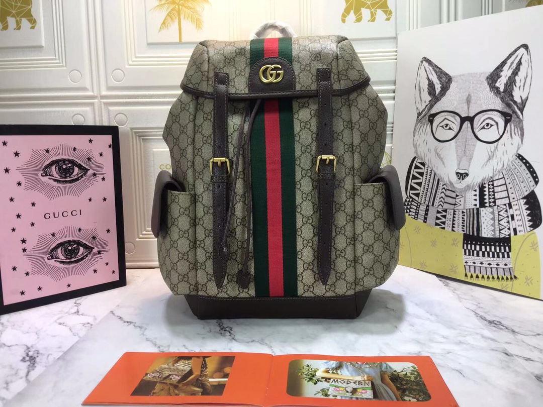 グッチ GG Supreme Ophidia バックパック ベージュブラウン 詳細画像 1