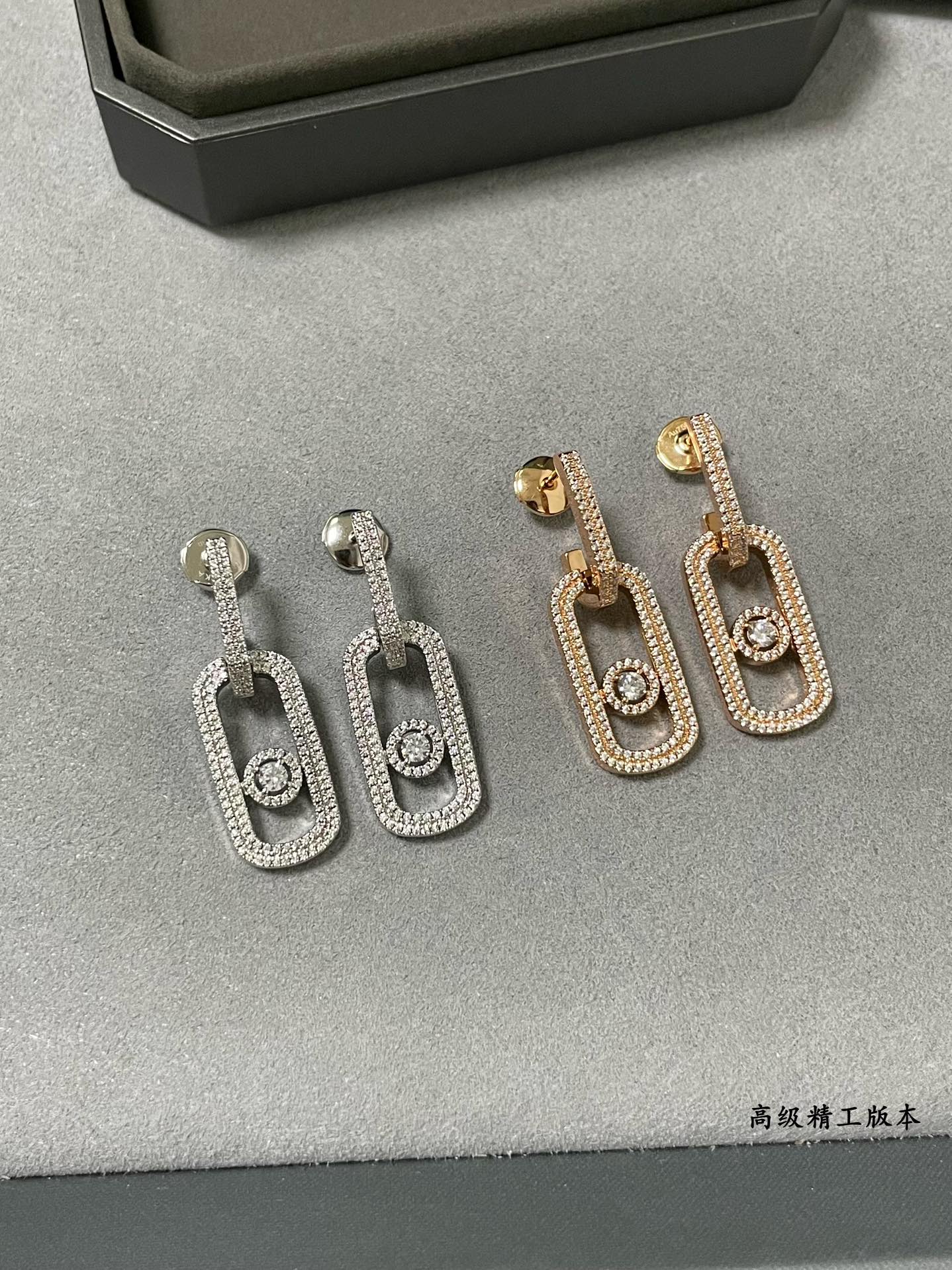 メシカ ラージ フルパヴェ ムービングストーン ドロップピアス シルバー ローズゴールド 詳細画像 3