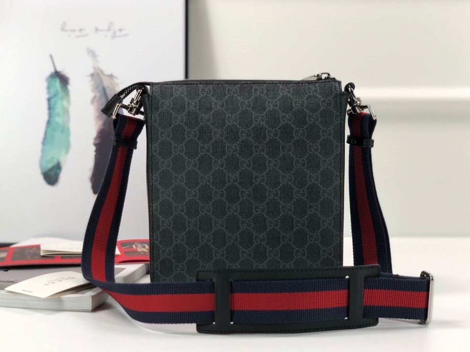 グッチ メンズ スモール クロスボディ ショルダーバッグ ブラック GGパターン 詳細画像 3