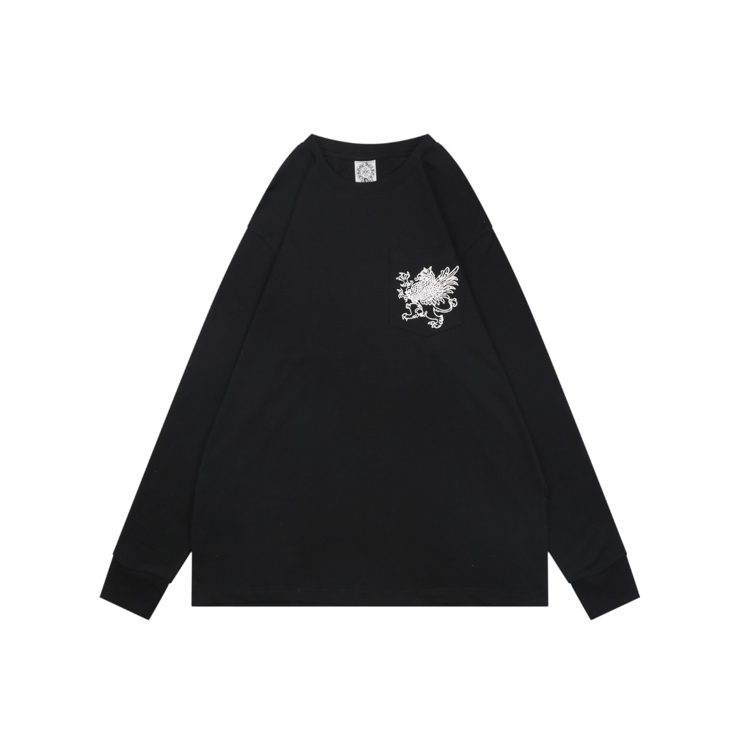 クロムハーツ グリフィン 梵字プリント ロングスリーブTシャツ ブラック 詳細画像 1