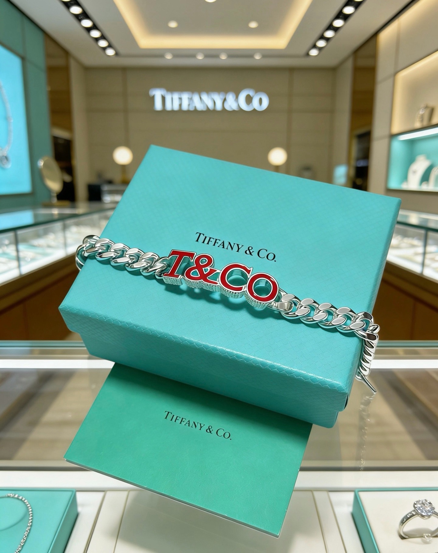 ティファニー T&CO カーブチェーン ブレスレット シルバー レッド 詳細画像 1