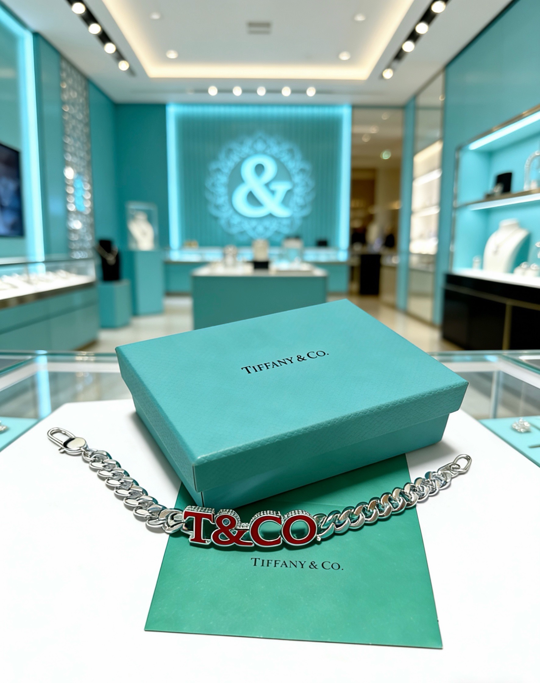 ティファニー T&CO カーブチェーン ブレスレット シルバー レッド 詳細画像 3
