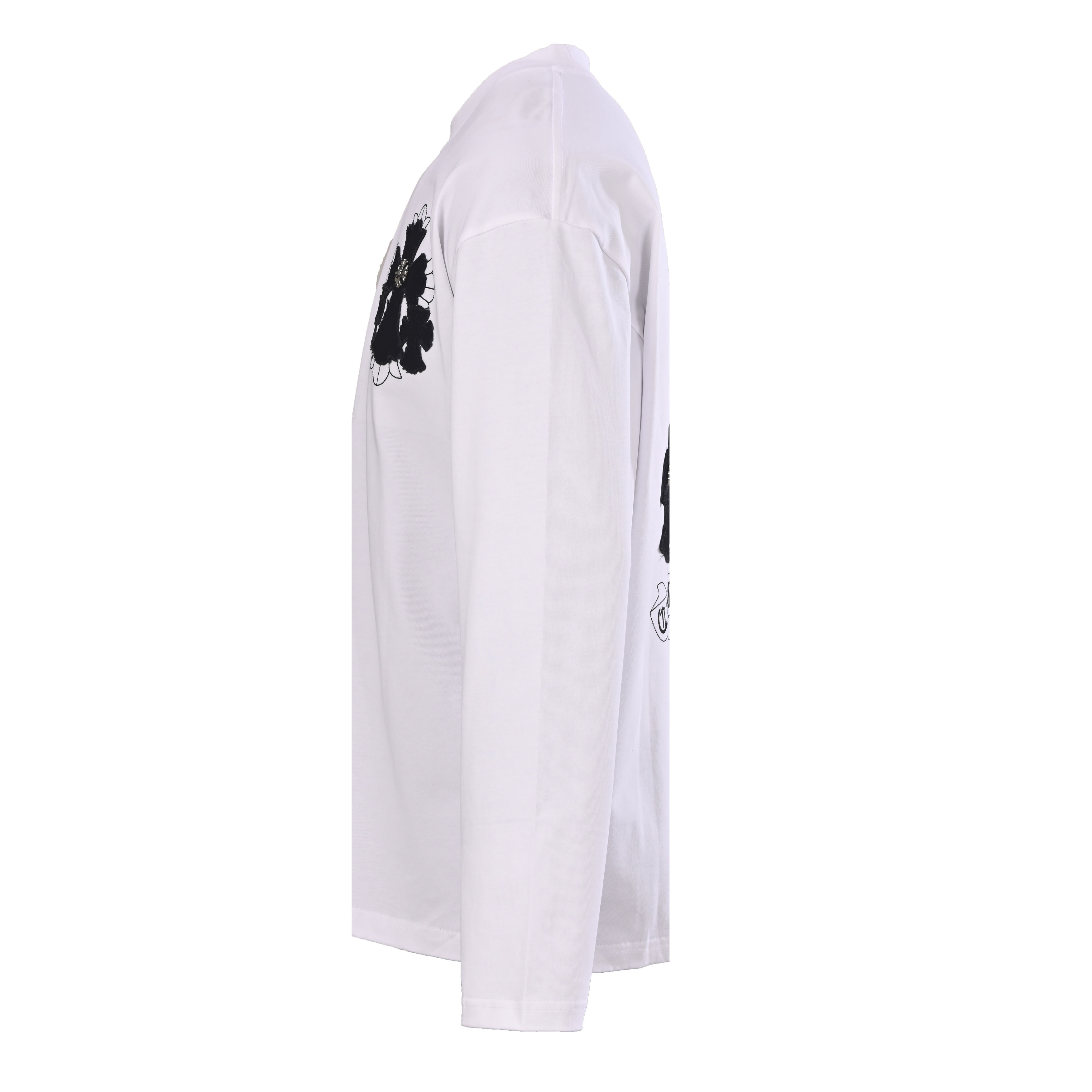 クロムハーツ クロスパッチ ロングスリーブTシャツ ブラック ホワイト 詳細画像 2