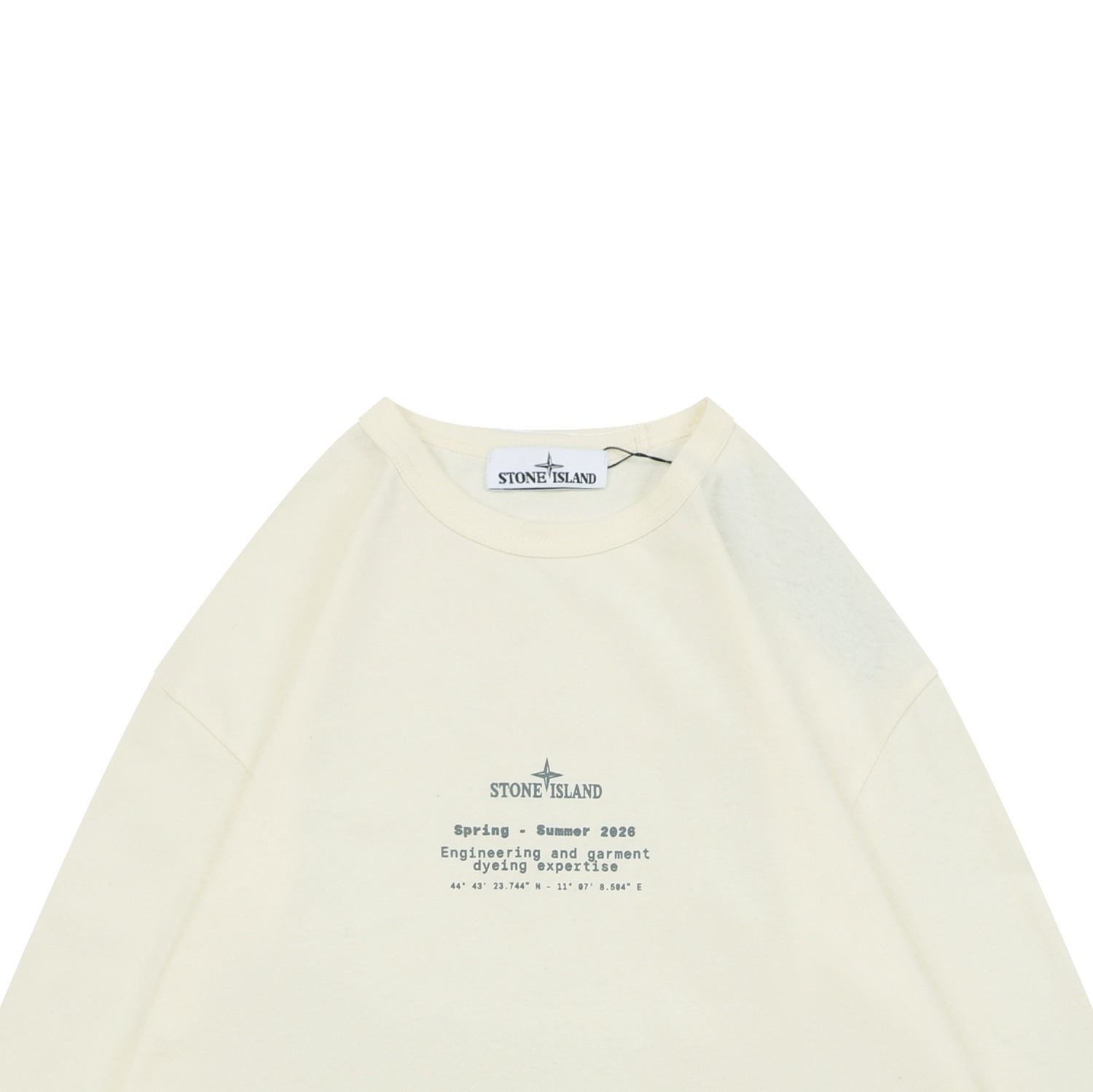 ストーンアイランド モトルドロゴプリント 長袖Tシャツ クリーム 詳細画像 3