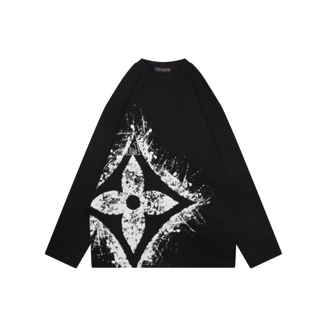 ルイ・ヴィトン スプレークローバープリント ロングTシャツ ブラック 詳細画像 1