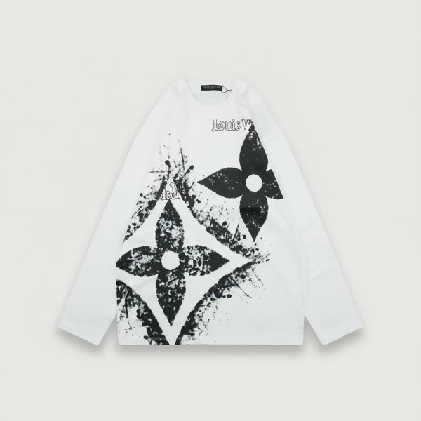 ルイ・ヴィトン スプレーモノグラムフラワー ロングスリーブTシャツ ホワイト