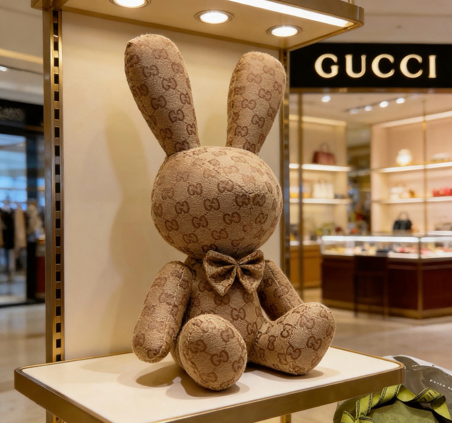 グッチ GGパターン ウサギのぬいぐるみ ベージュ 詳細画像 1