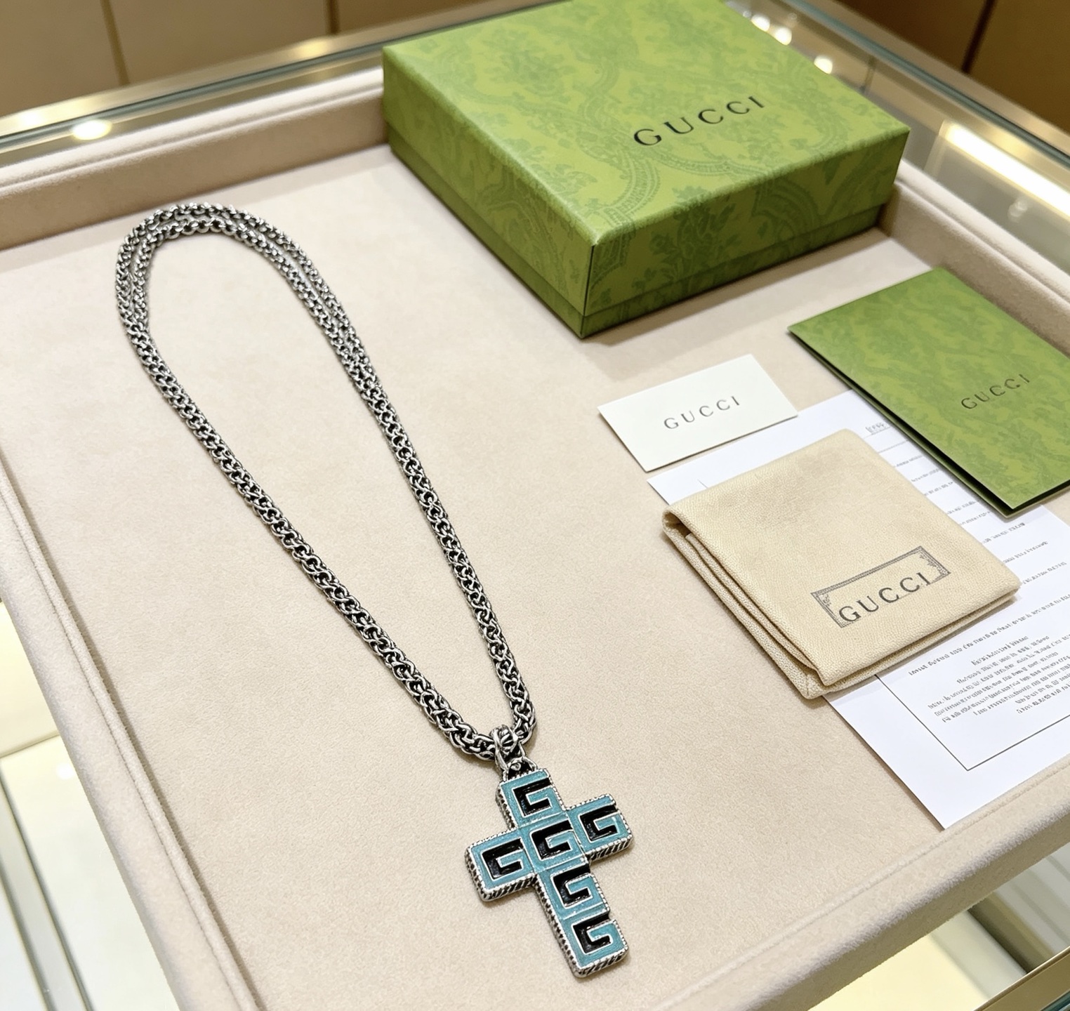 グッチ ダブルG アンティーク加工 チェーンネックレス シルバー 詳細画像 1