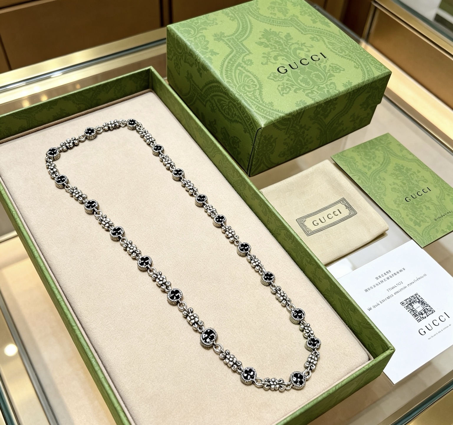 グッチ ダブルG ヴィンテージ加工 チェーンネックレス シルバー 詳細画像 1